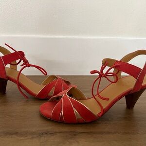 Sezane Shoes | Sezane Victoire Heel Sandal In Coral Red, Eu 38/Us 7